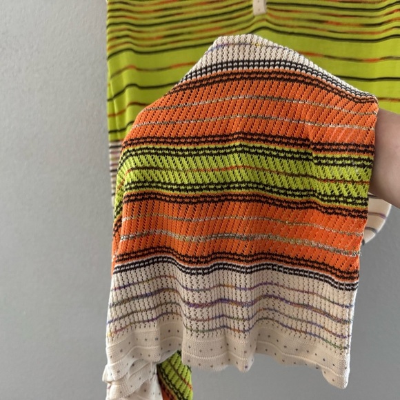 Vintage 90s Y2K Missoni Stripe Tank Dress 12 Chartreuse Crochet Knit Italy - Picture 6 of 9